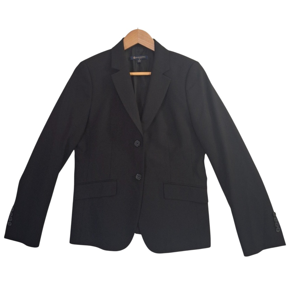 Brooks Brothers Classic Fit Black Blazer Sz 8 Wool Tollegno 1900 Italian Fabric